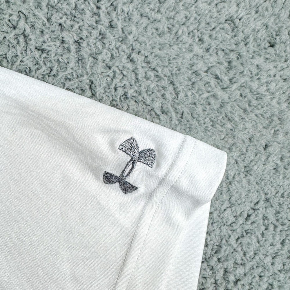 Under Armour Polo Shirt Mens 2XL White Stripe HeatGear Golf Fitted NEW $65 - Picture 4 of 12